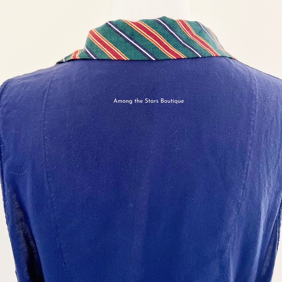 Extremely Rare 90s Vintage Mixed Print Navy Vest ASO Phoebe Buffay in Friends - Picture 13 of 13